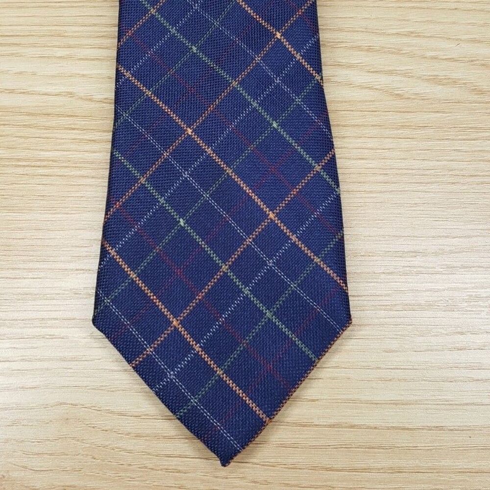 CLUB ROOM Mens Neck Tie Navy Diamond Plaid Check Classic Pointed
